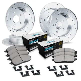 R1 Concepts WGTH2-63032 Brake Rotors - D/S - Silver W/ Euro Ceramic Pads & Hdw